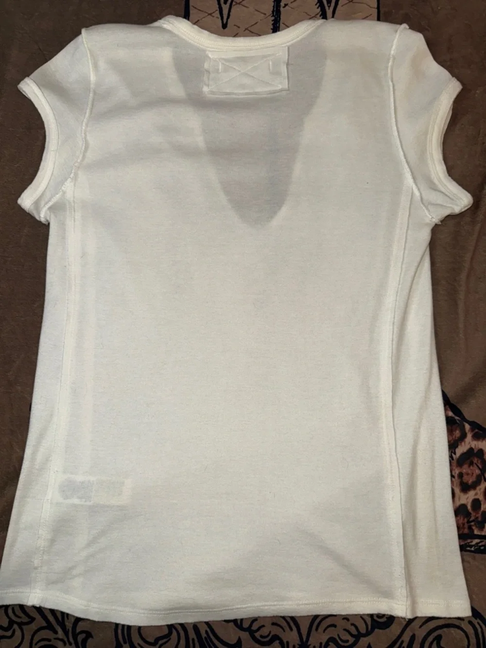 We The Free Ivory Deep V Short Sleeve Tee - Picture 6 of 10
